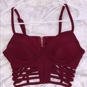 Burgundy bralette crop top size small